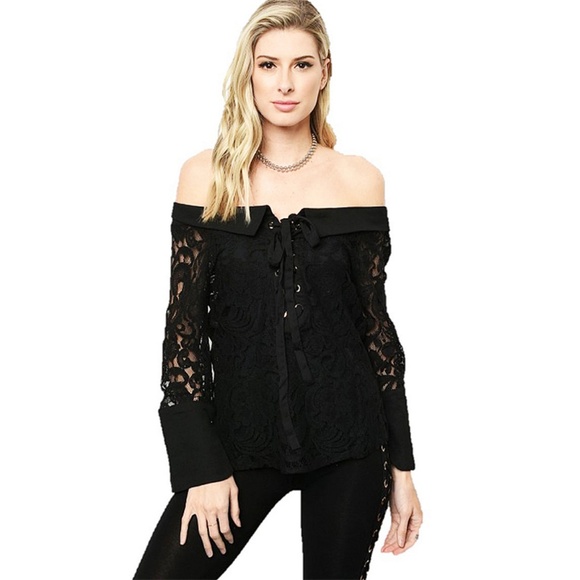 Black Victorian Gothic Steampunk Off Shoulder Top - Picture 7 of 8